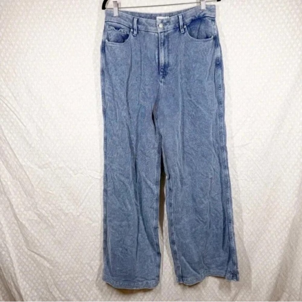 Good American Light Wash Jeanius Good Skate Wide Leg Jeans - Picture 2 of 5